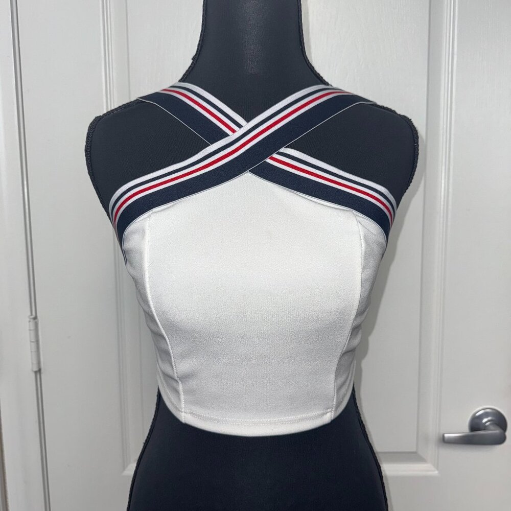 A’GACI White Nautical Crisscross Top – Size Small